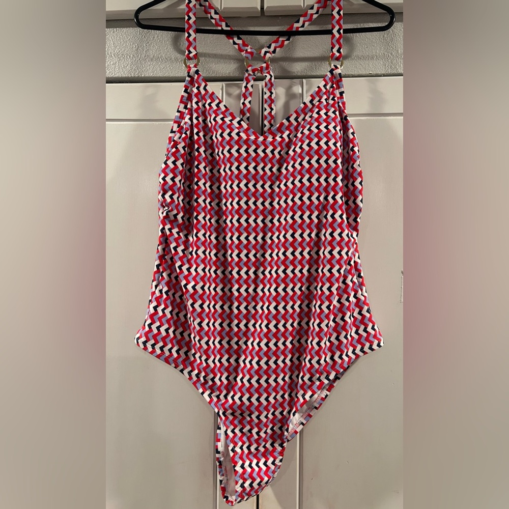 New Kona Sol Red & White Zigzag Swimsuit
